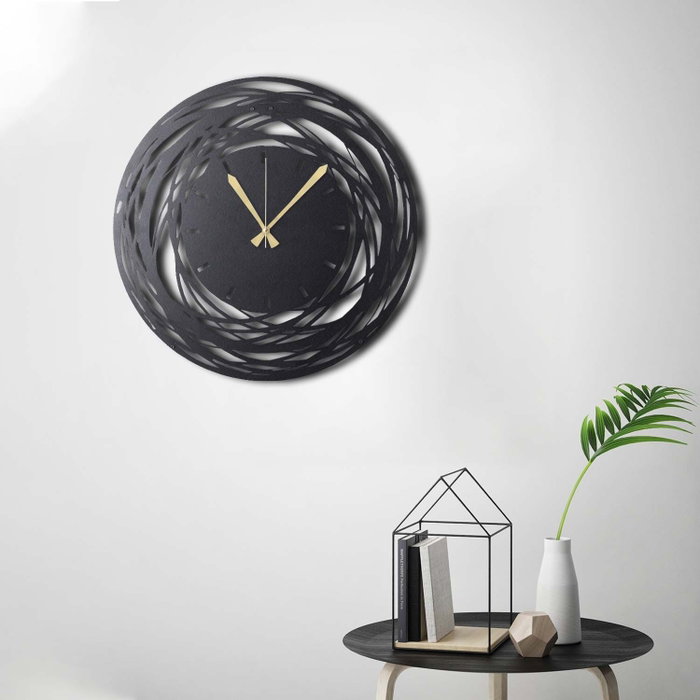 Wallity Reloj de Pared Decorativo de Metal Negro 50x50 cm